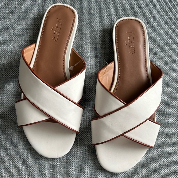 J. Crew Ivory Criss Cross Slide Sandals Size 6.5 - Picture 3 of 4